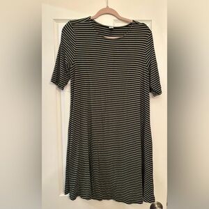 Old Navy Black and Sage Green Striped Tunic Dress